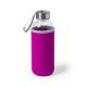 Botella de agua personalizada de cristal 420ml con funda Dokath Ref.5513-FUCSIA 