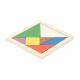 Puzzle Tangram realizado en madera natural con 7 piezas a color LEIS Ref.RJU0111-CRUDO 