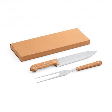 Conjunto de 2 utensilios para barbacoa hechos en bambú y acero inoxidable Salsa