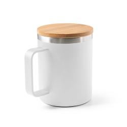 Taza de acero inoxidable 90% reciclado con tapa de bambú 420 ml Lauda