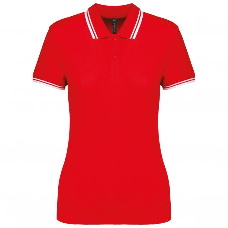 Polo de manga corta para mujer con ribetes contrastados