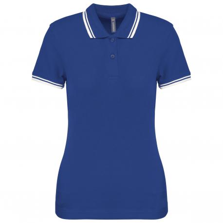 Polo de manga corta para mujer con ribetes contrastados