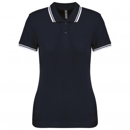 Polo de manga corta para mujer con ribetes contrastados