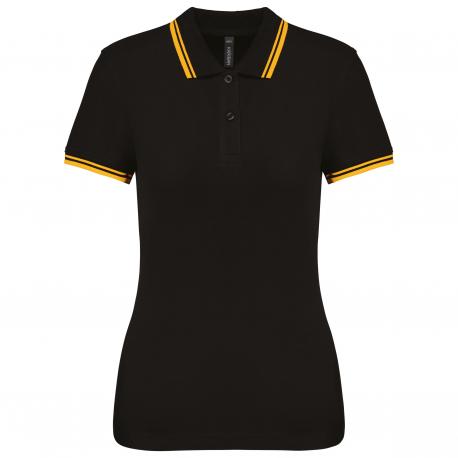 Polo de manga corta para mujer con ribetes contrastados