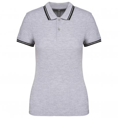 Polo de manga corta para mujer con ribetes contrastados