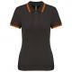 Polo de manga corta para mujer con ribetes contrastados Ref.TTK273-GRIS OSCURO/NARANJA