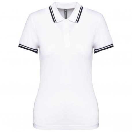 Polo de manga corta para mujer con ribetes contrastados