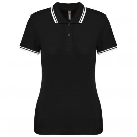 Polo de manga corta para mujer con ribetes contrastados