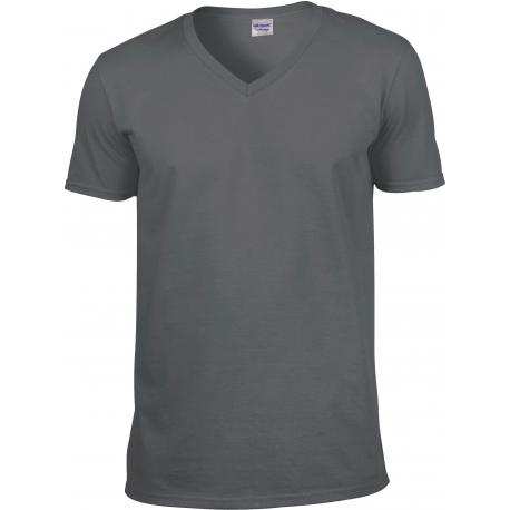 Camiseta de algodón softstyle cuello de pico hombre