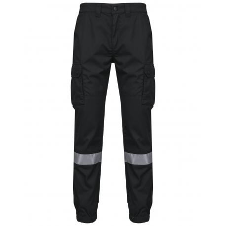 Pantalón cargo unisex con bajo elástico y tira reflectante