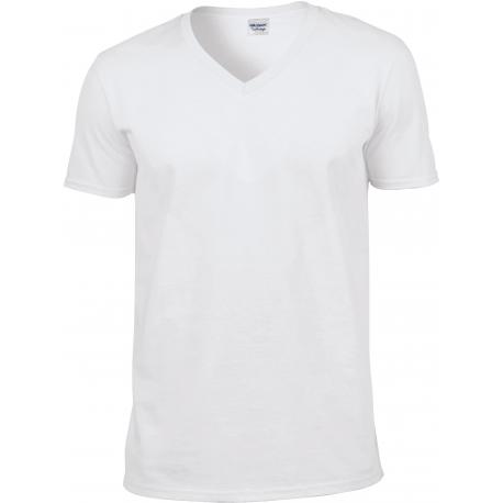 Camiseta de algodón softstyle cuello de pico hombre