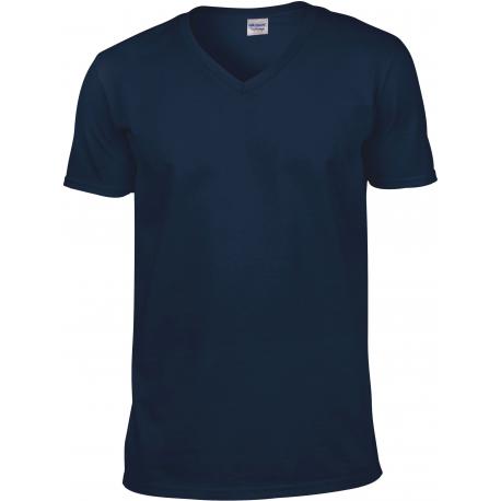 Camiseta de algodón softstyle cuello de pico hombre