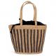 Cesta/bolso de junco a rayas Ref.TTKINS135-STRIPED SEAGRASS BLACK/BLACK NIGHT 