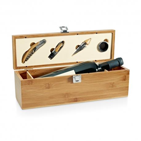 Set de vino suministrado en caja fabricado en bambú zinc y acero inoxidable Syrah
