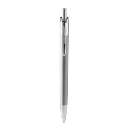 Bolígrafo con cuerpo de aluminio reciclado y pulsador en acabado cromado BORG