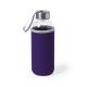 Botella de agua personalizada de cristal 420ml con funda Dokath Ref.5513-MORADO 