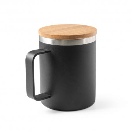 Taza de acero inoxidable 90% reciclado con tapa de bambú 420 ml Lauda