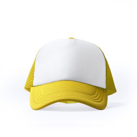 Gorra de políester de 5 paneles con panel frontal acolchado en color blanco BARNY