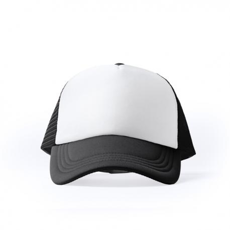 Gorra de políester de 5 paneles con panel frontal acolchado en color blanco BARNY