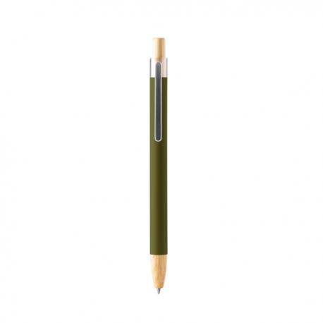Bolígrafo con cuerpo metálico de tacto suave con detalles elaborados en bambú SILMA