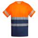 Camiseta técnica de alta visibilidad de manga corta TAURI Ref.RHV9317-MARINO/NARANJA FLUOR