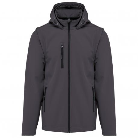 Chaquetas softshell 3 capas con capucha y mangas extraíbles unisex