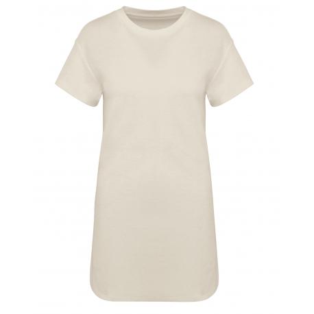 Vestido tipo camiseta ecorresponsable de rizo y hombros caídos mujer