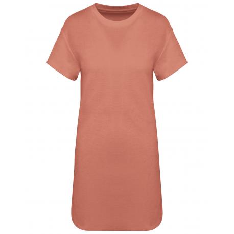 Vestido tipo camiseta ecorresponsable de rizo y hombros caídos mujer