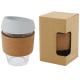 Vaso de vidrio borosilicato de 360 ml con agarre de corcho y tapa de silicona Lidan Ref.PF100665-GRIS 