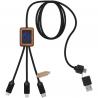 Cable de carga de 40 w 5 en 1 de PET reciclado con logo retroiluminado y estuche cuadrado de madera SCX.design c38