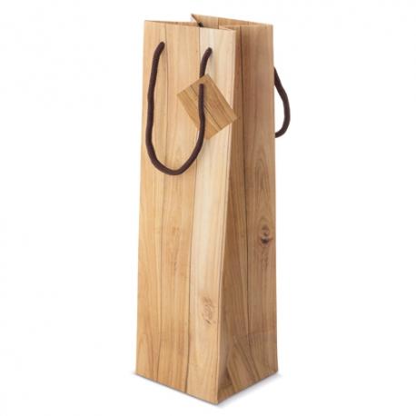 Bolsa papel efecto madera 1 botella 