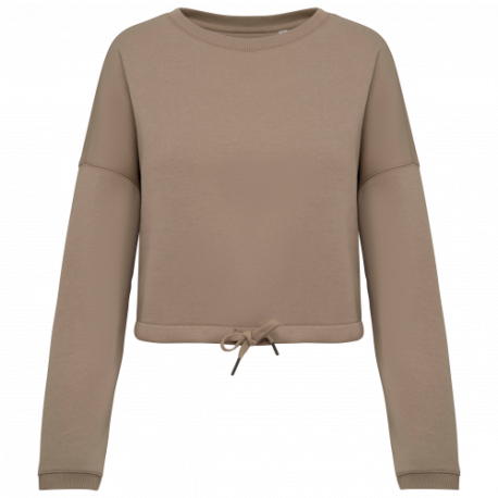 Sudadera ecorresponsable de cuello redondo oversize crop mujer