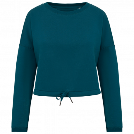 Sudadera ecorresponsable de cuello redondo oversize crop mujer