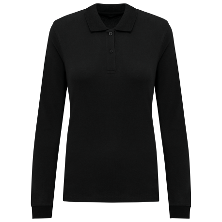 Polo de punto piqué manga larga bio180 mujer