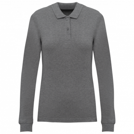 Polo de punto piqué manga larga bio180 mujer