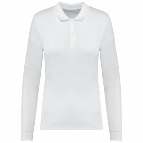 Polo de punto piqué manga larga bio180 mujer