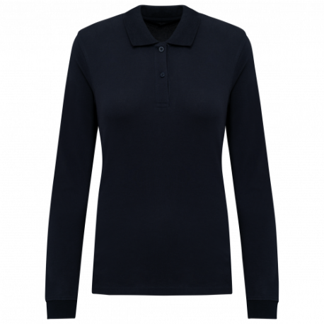 Polo de punto piqué manga larga bio180 mujer