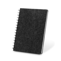 Cuaderno a5 con tapa semidura de fieltro reciclado 100% rpet con anillas y páginas rayadas Mishima