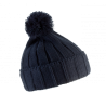 Gorro con pompón y dobladillo