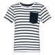 Camiseta corta marinero a rayas con bolsillo para niños Ref.TTK379-RAYAS BLANCAS/AZUL MARINO