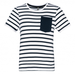 Camiseta corta marinero a rayas con bolsillo para niños