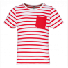 Camiseta corta marinero a rayas con bolsillo para niños