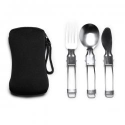 Set de cubiertos plegables de acero inoxidable con práctica funda de neopreno TINKER
