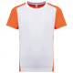Camiseta de deporte ecorresponsable bicolor infantil Ref.TTPA4016-NARANZA BLANCA/FLUORESCENTE