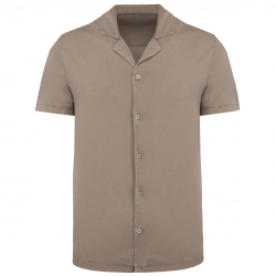 Camisa ecorresponsable efecto lavado de punto jersey manga corta con cuello bowling hombre