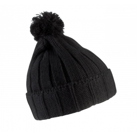 Gorro con pompón y dobladillo