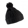 Gorro con pompón y dobladillo