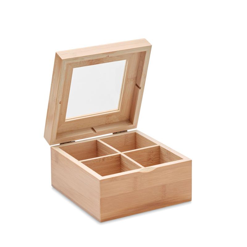 Caja té, Caja para guardar bolsas de té e infusiones, Caja bambú