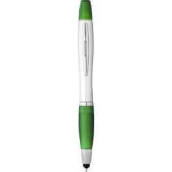 Bolígrafo-puntero y subrayador nash color plata con grip de color y tinta negra
