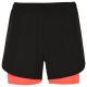 Pantalón corto deportivo de mujer con malla interior Lanus Ref.RPC6655-NEGRO/CORAL FLUOR